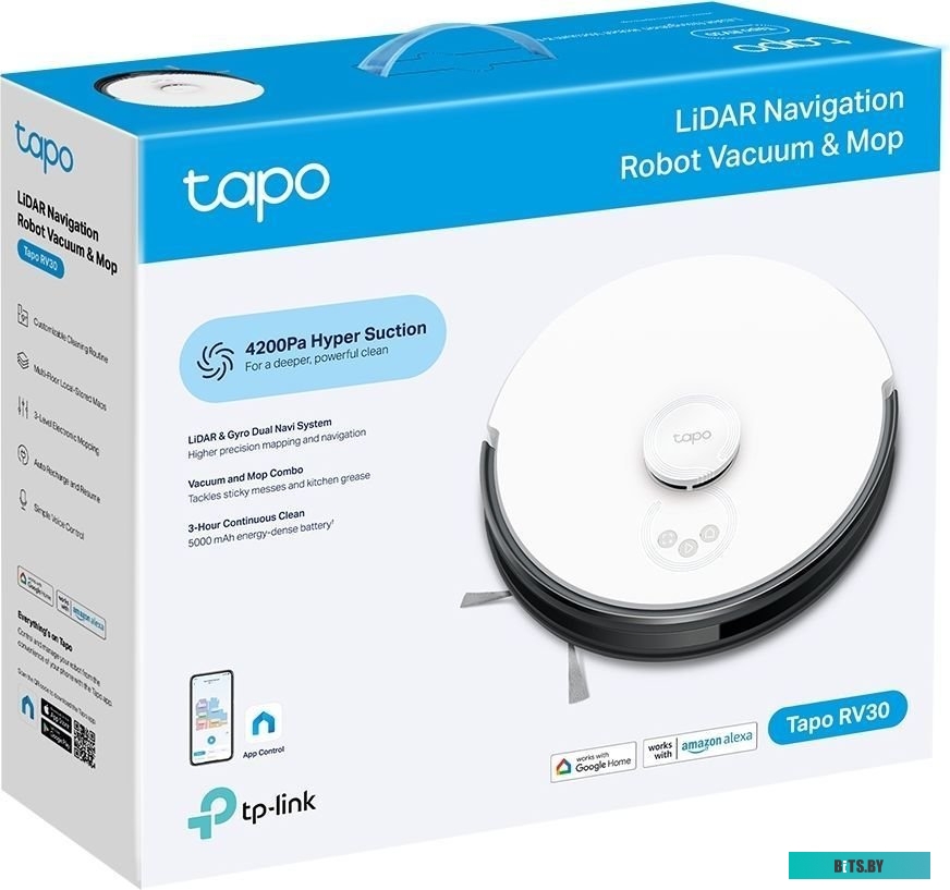 TAPO RV30 Пылесос-робот TP-Link Tapo RV30 40Вт белый/черный