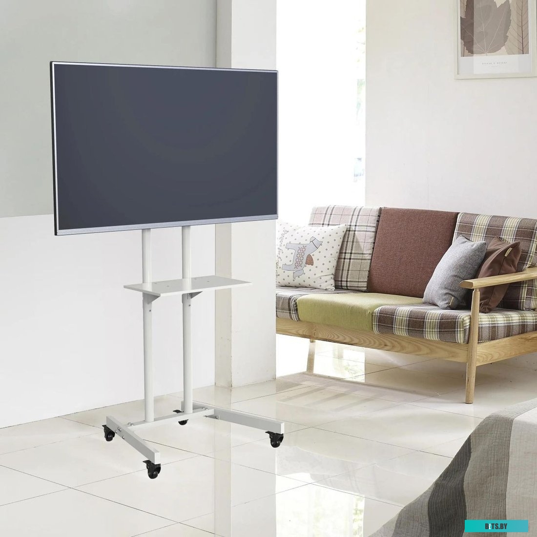 Стойка для телевизора Cactus CS-ST04WT белый 37"-70" макс.68кг напольный мобильный