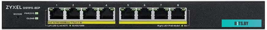 Коммутатор Zyxel GS1915-8EP-EU0101F 8x1Гбит/с 8PoE+ 60W управляемый