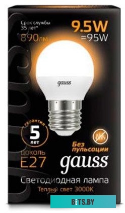 105102110 Лампа LED GAUSS E27,  шар, 9.5Вт, одна шт. [105102110]