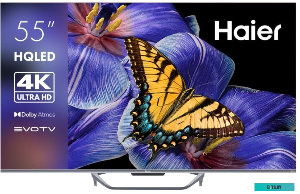 DH1VMZD01RU 55" Телевизор HAIER Smart TV S4, QLED, 4K Ultra HD, серебристый, СМАРТ ТВ, Android