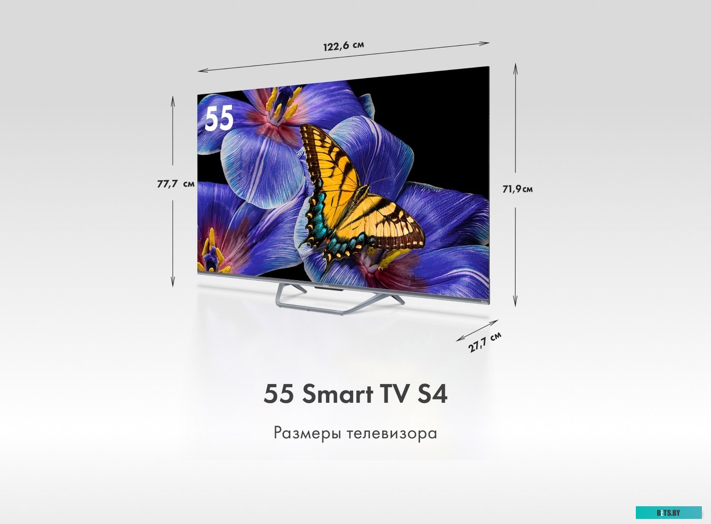 DH1VMZD01RU 55" Телевизор HAIER Smart TV S4, QLED, 4K Ultra HD, серебристый, СМАРТ ТВ, Android