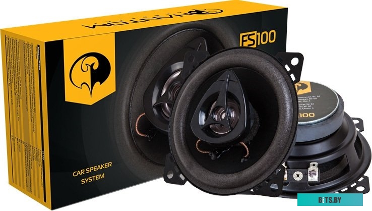 2012578 Колонки автомобильные Phantom FS-100 (без решетки) 60Вт 91дБ 4Ом 10см (4дюйм) (ком.:2кол.) коаксиальные двухполосные
