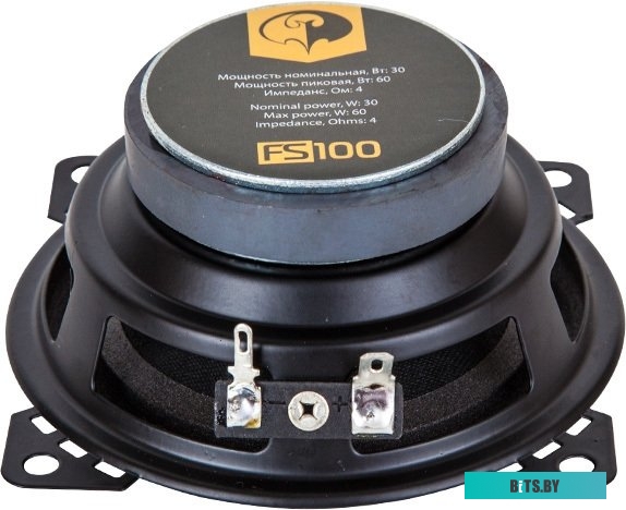 2012578 Колонки автомобильные Phantom FS-100 (без решетки) 60Вт 91дБ 4Ом 10см (4дюйм) (ком.:2кол.) коаксиальные двухполосные