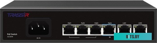 TR-NS1106-60-4POE Коммутатор Trassir TR-NS1106-60-4POE 6x100Мбит/с 4PoE 60W неуправляемый