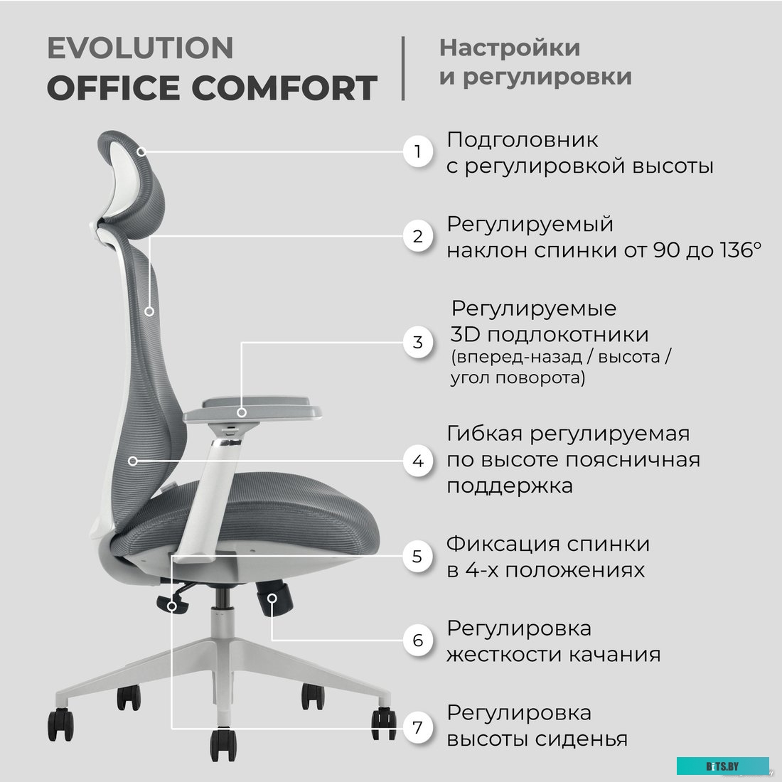 Офисное кресло Evolution Office Comfort (серый)