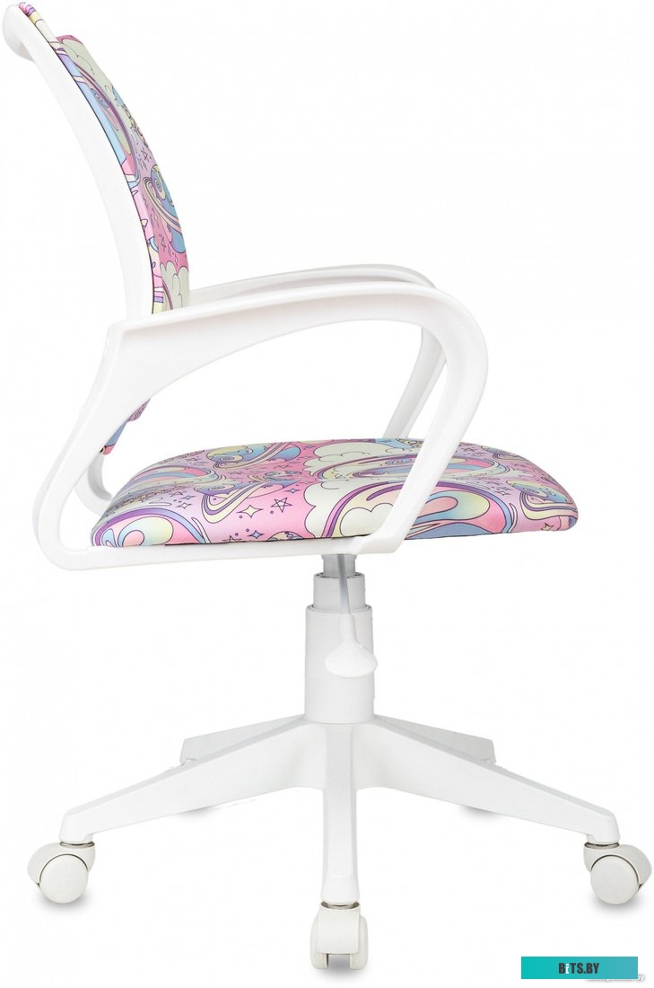 BUROKIDS 1 W-UNICORN Кресло детское Бюрократ BUROKIDS 1 W розовый единороги крестов. пластик пластик белый