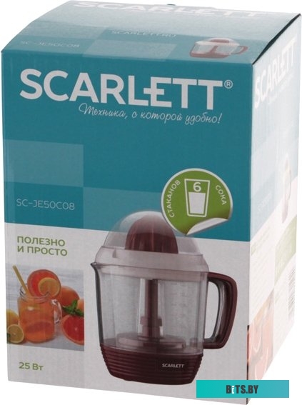 JE50C08 Соковыжималка цитрусовая Scarlett SC-JE50C08 25Вт рез.сок.:1200мл. красный/белый