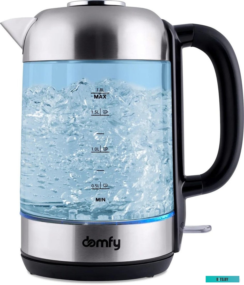 DSM-EK401 Чайник электрический Domfy DSM-EK401 1.8л. 2200Вт черный/прозрачный (корпус: стекло)