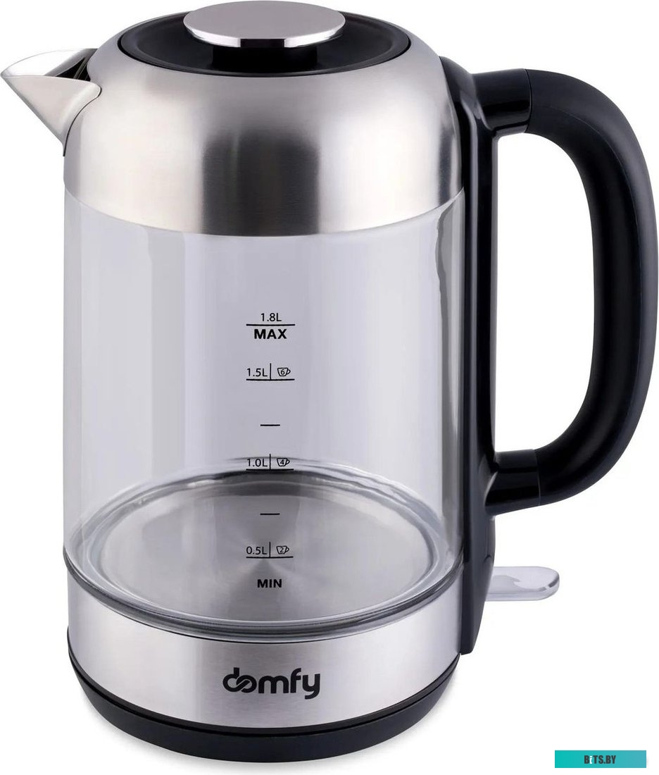 DSM-EK401 Чайник электрический Domfy DSM-EK401 1.8л. 2200Вт черный/прозрачный (корпус: стекло)
