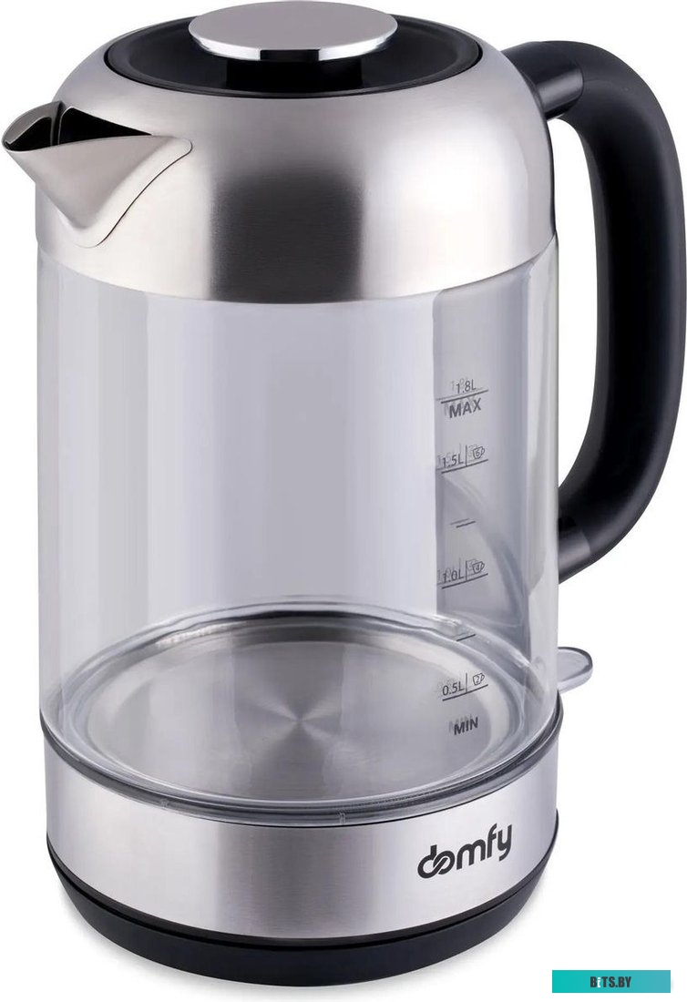 DSM-EK401 Чайник электрический Domfy DSM-EK401 1.8л. 2200Вт черный/прозрачный (корпус: стекло)