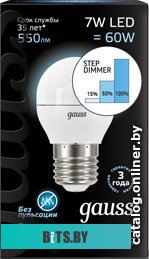 105802207-S Лампа LED GAUSS E27,  шар, 7Вт, одна шт. [105802207-s]