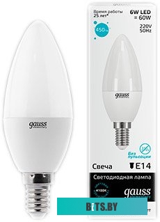 33126 Упаковка ламп LED GAUSS E14,  свеча, 6Вт, 10 шт. [33126]