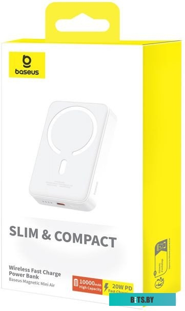 Baseus Magnetic Mini Air Wireless Fast Charge Power Bank 10000mAh 20W Stellar White (P10059001223-00)