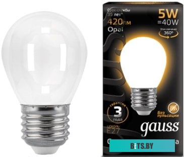 105202109-D Лампа светодиодная Gauss Filament 105202109-D 9Вт цок.:E27 шар 220B 3000K св.свеч.бел.теп. (упак.:10шт)