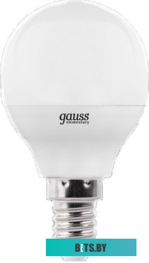 53126 Лампа светодиодная Gauss Elementary 6Вт цок.:E14 шар 220B 4100K св.свеч.бел.нейт. (упак.:10шт) (53126)