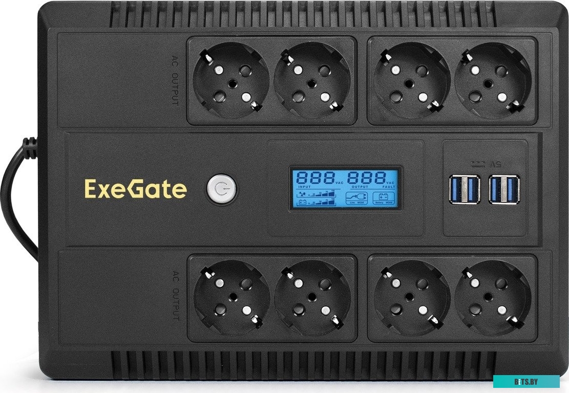 Источник бесперебойного питания Exegate NEO Smart LHB-800.LCD.AVR.8SH.CH.RJ.USB EX293857RUS