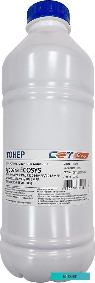 Тонер Cet PK3 CET111102-300 черный бутылка 300гр. для принтера Kyocera ecosys M2035DN/M2535DN/P2135DN, FS-1016MFP/1018MFP