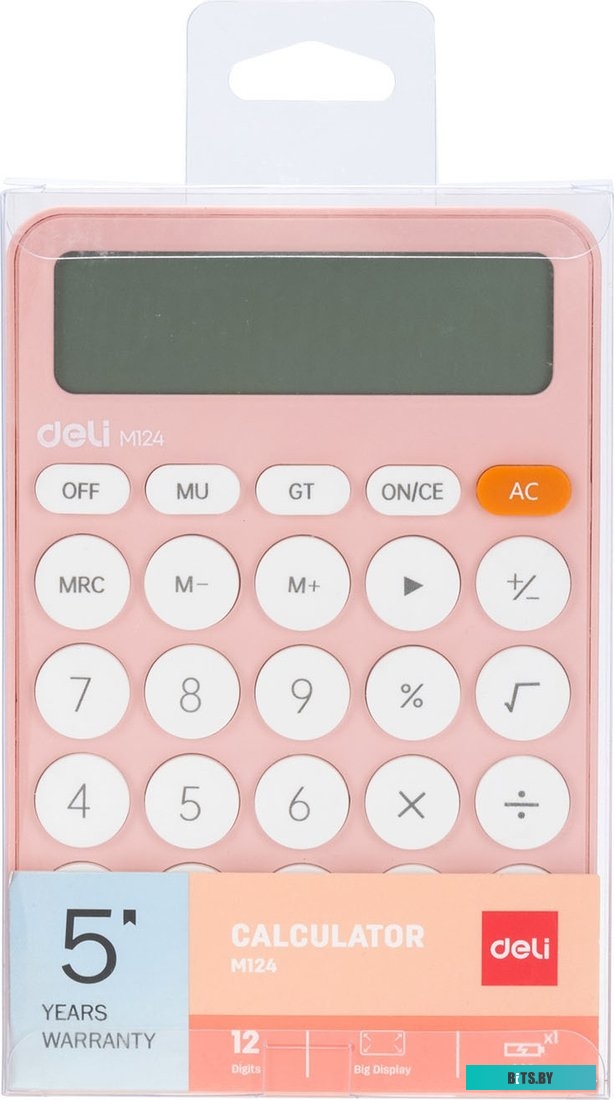 Калькулятор настольный Deli EM124PINK