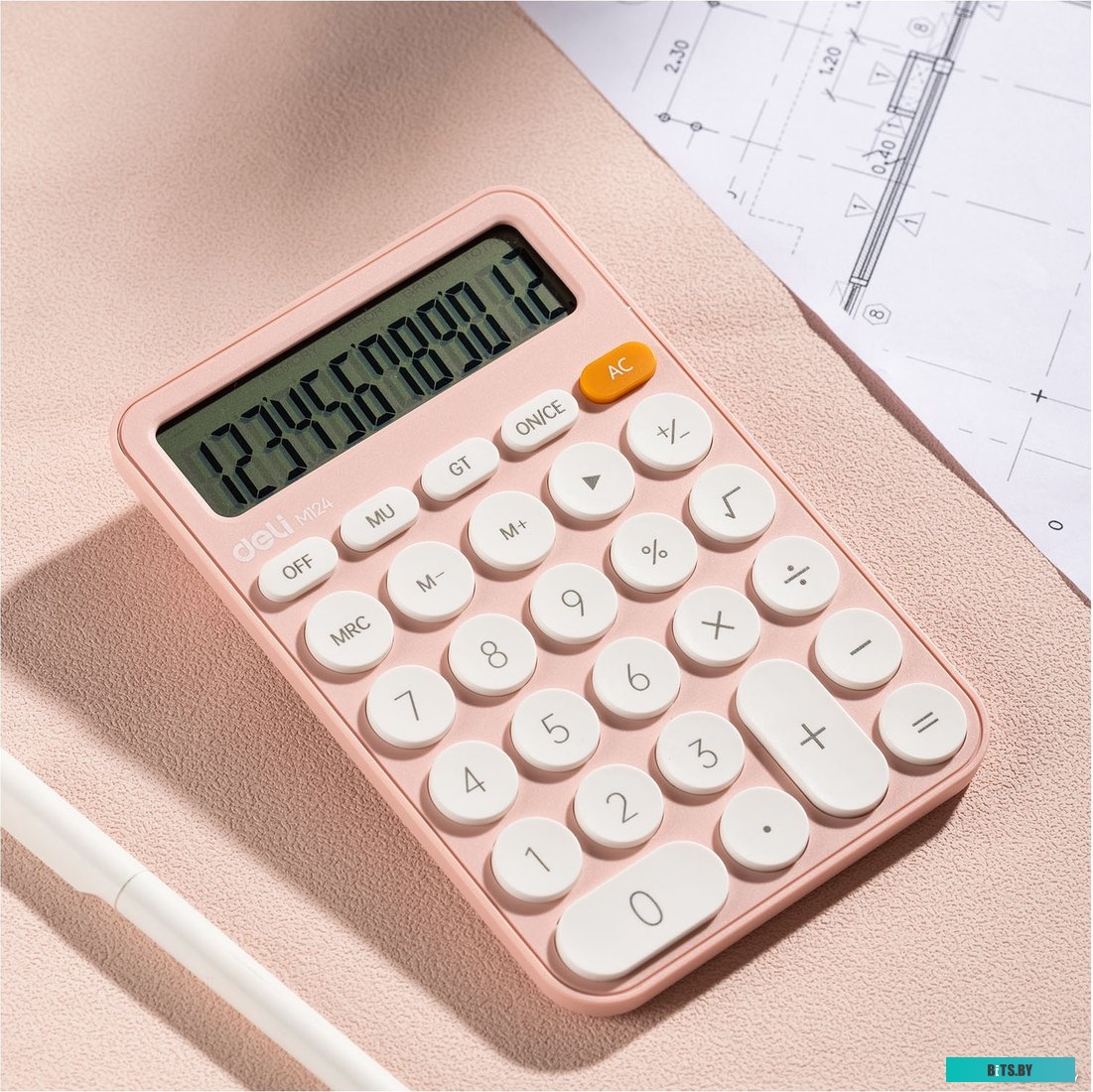 Калькулятор настольный Deli EM124PINK