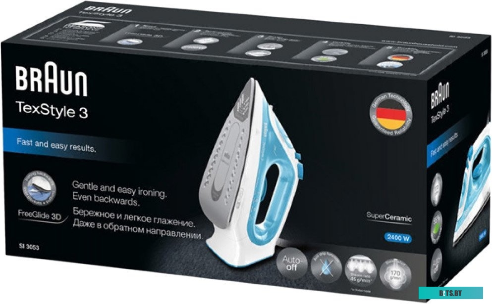 SI3053BL Утюг Braun SI3053BL 2400Вт голубой/белый