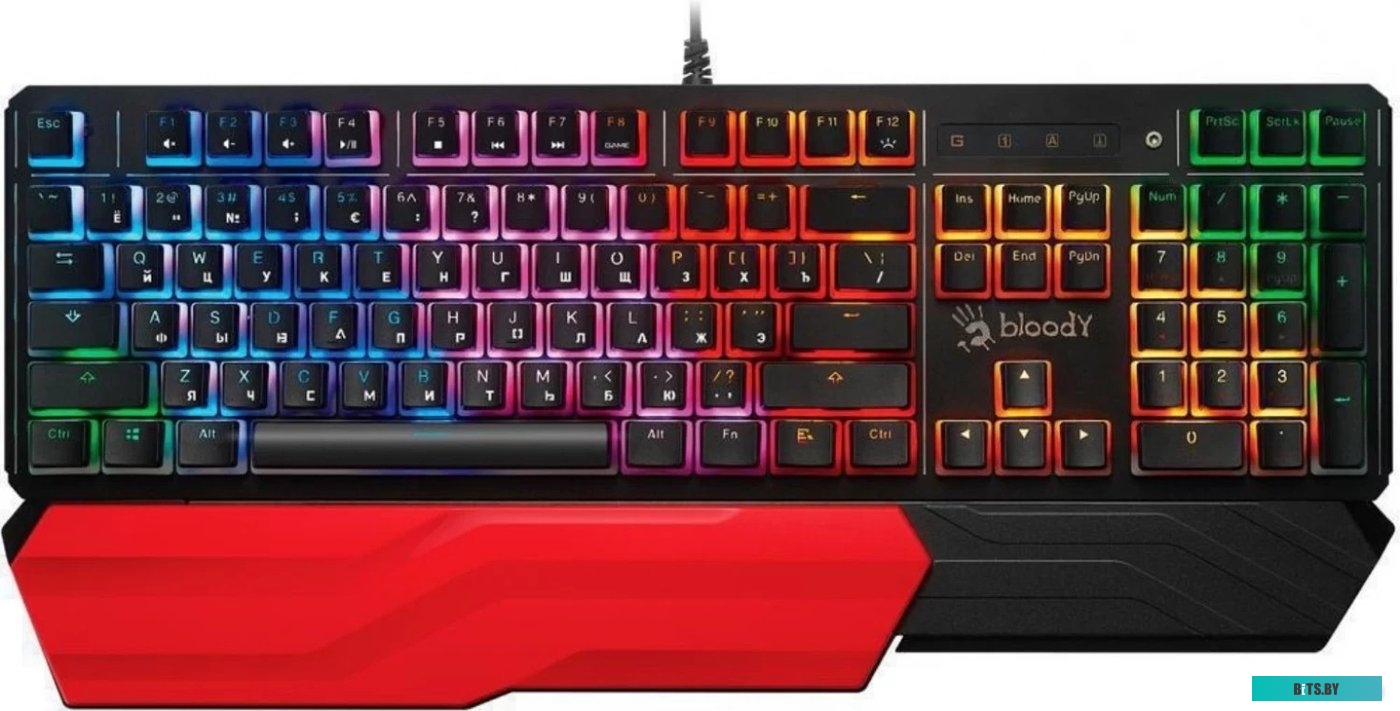 B975P Клавиатура A4Tech Bloody B975P механическая черный USB Multimedia for gamer LED (подставка для запястий) (B975P)
