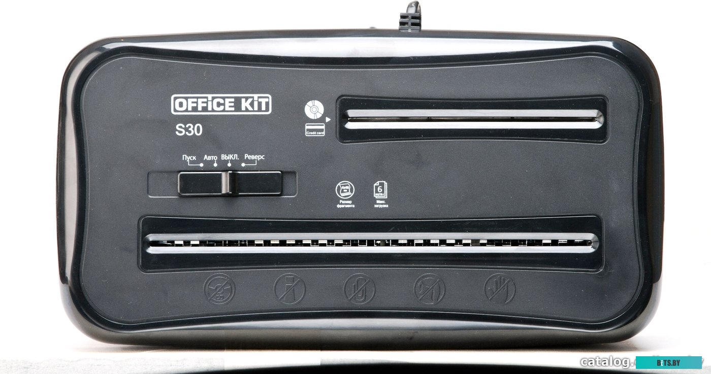 OK0440S030 Шредер Office Kit S30 (секр.P-4) фрагменты 6лист. 14лтр. скобы пл.карты CD