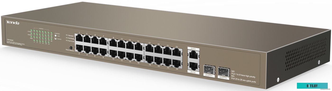 F1026F IP-COM F1026F Неуправляемый коммутатор, 26 портов, 26х100 Мбит/с, 2х1 Гбит/с, 2хSFP, настольный/ в стойку