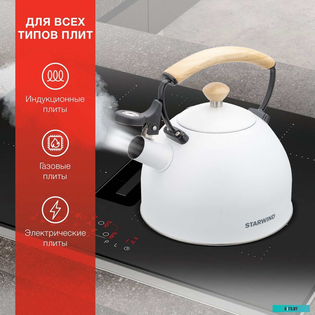 SW-CH1712 Чайник металлический Starwind Chef Country белый