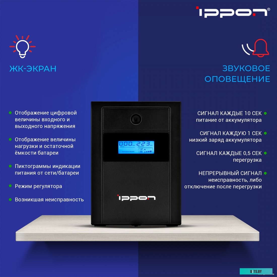 Источник бесперебойного питания IPPON Back Basic 1200 LCD Euro