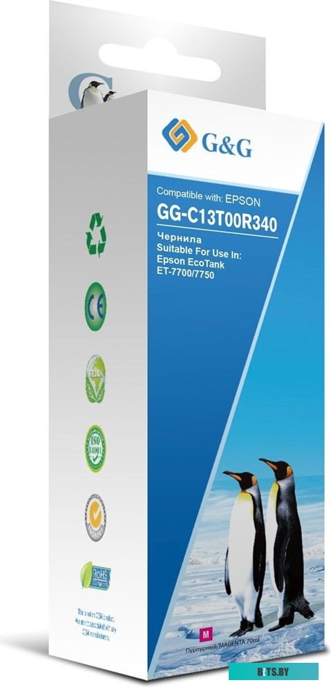 Чернила G&G GG-C13T00R340 пурпурный70мл для Epson EcoTank 7700/7750