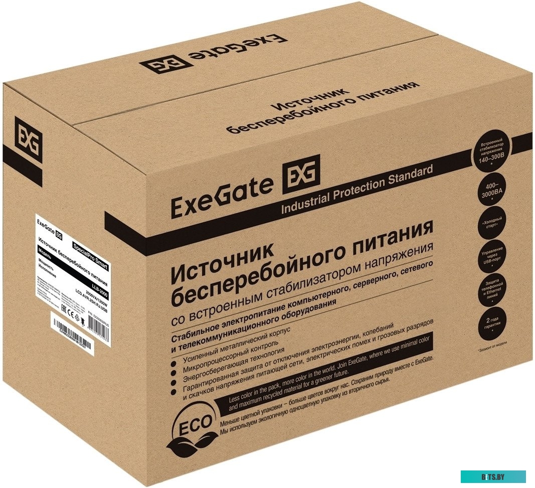Источник бесперебойного питания ExeGate SpecialPro Smart LLB-2000.LCD.AVR.2SH.RJ.USB EX292632RUS