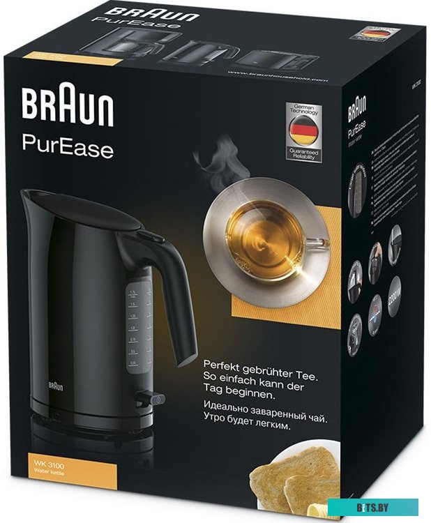 WK3100BK Чайник электрический Braun WK3100BK 1.7л. 2200Вт черный (корпус: пластик)