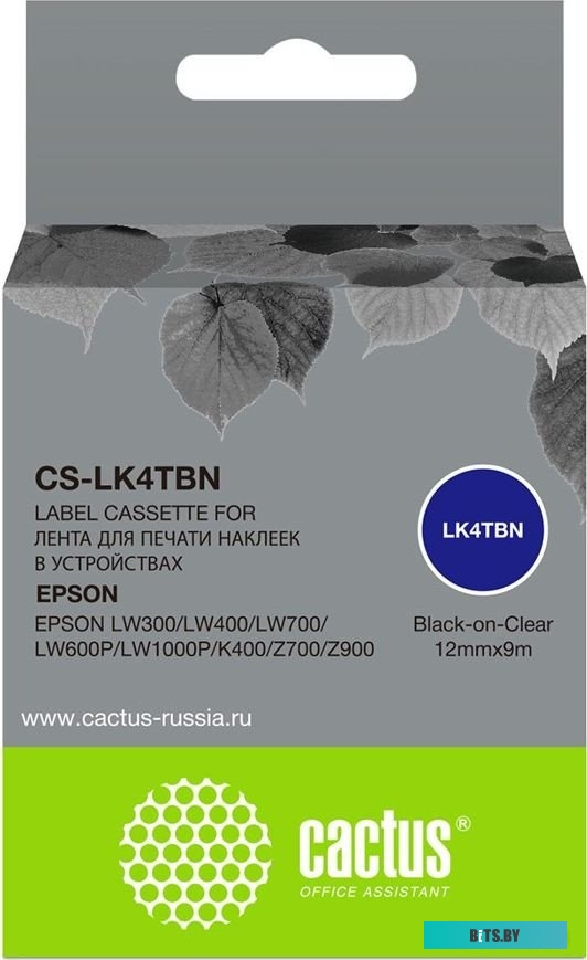 Картридж ленточный Cactus CS-LK4TBN черный для Epson LW300/LW400/LW700/LW600P/LW1000P