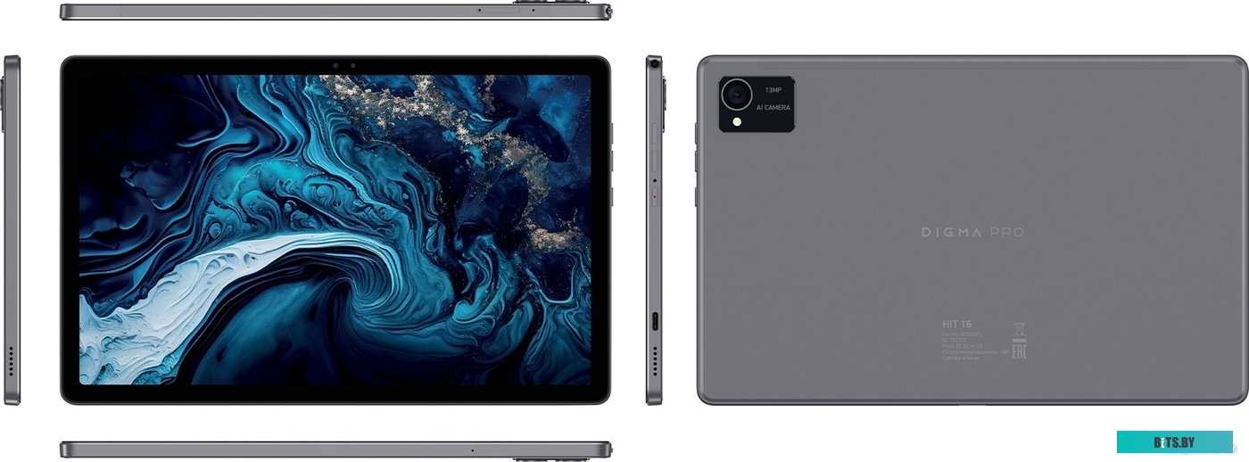 HS1002PL Планшет Digma Pro HIT 16 T616 (2.0) 8C RAM8Gb ROM256Gb 10.4" IPS 2000x1200 3G 4G Android 13 серый 13Mpix 5Mpix BT GPS WiFi Touch microSD 1Tb 
