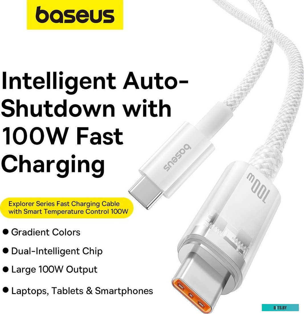 P10319703221-00 Baseus Explorer Series Fast Charging Cable Auto Power-Off For Overheating 100W USB