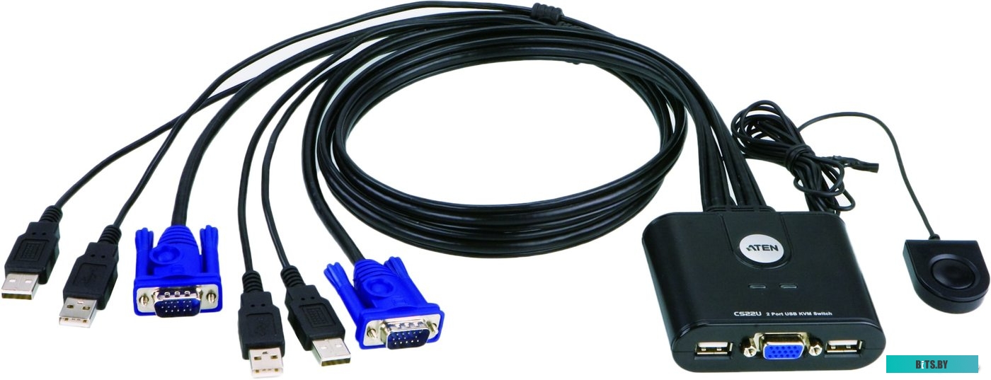 2-портовый кабельный USB KVM переключатель Aten CS22U-A7