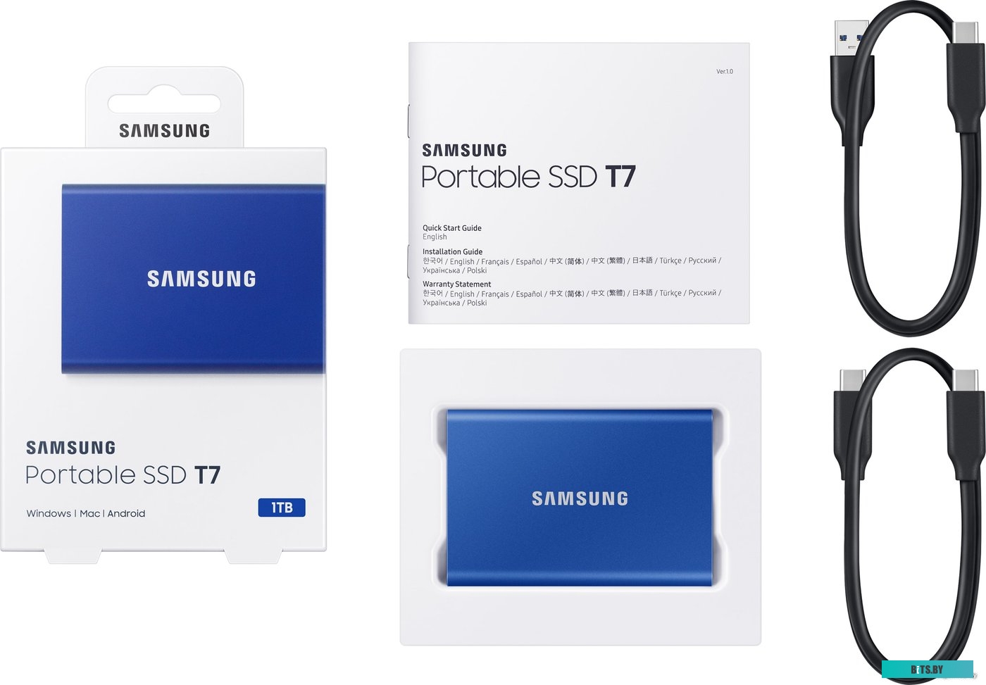 Внешний жесткий диск Samsung T7 2TB (синий) <MU-PC2T0H/WW>
