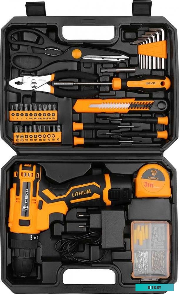 Дрель-шуруповерт Deko Banger SET 93 063-4168 (с 2-мя АКБ, кейс, набор оснастки)