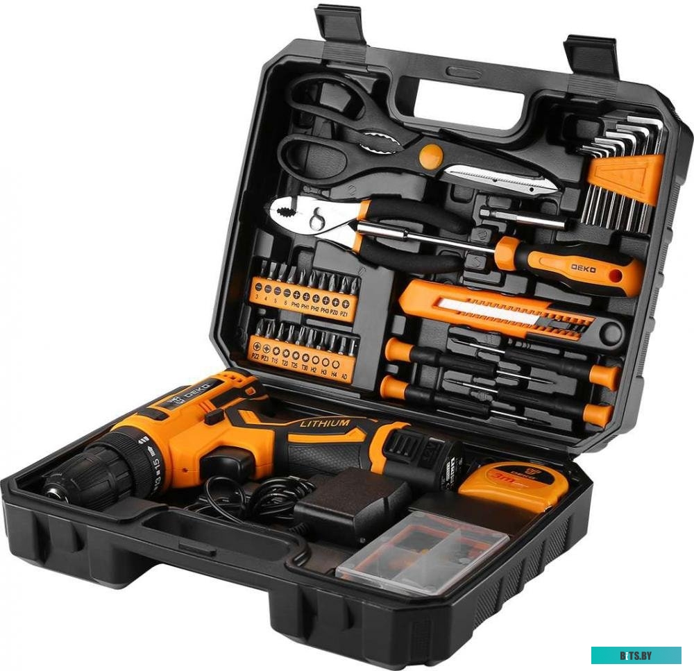 Дрель-шуруповерт Deko Banger SET 93 063-4168 (с 2-мя АКБ, кейс, набор оснастки)