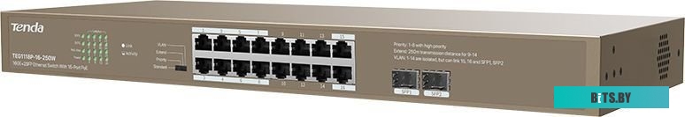 Сетевой коммутатор Tenda TEG1118P-16-250W