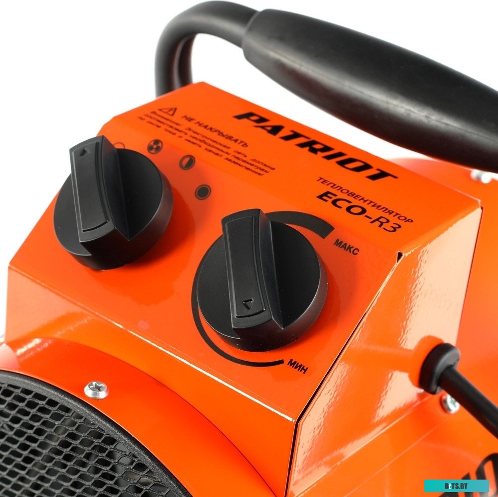 633307256 Тепловентилятор PATRIOT ECO-R 3 [633307256] {Мощн. по ступеням 1.5/3.0 кВт, 220В, шнур с евровилкой, поток воздуха 230м3/час, вес 2,5кг}