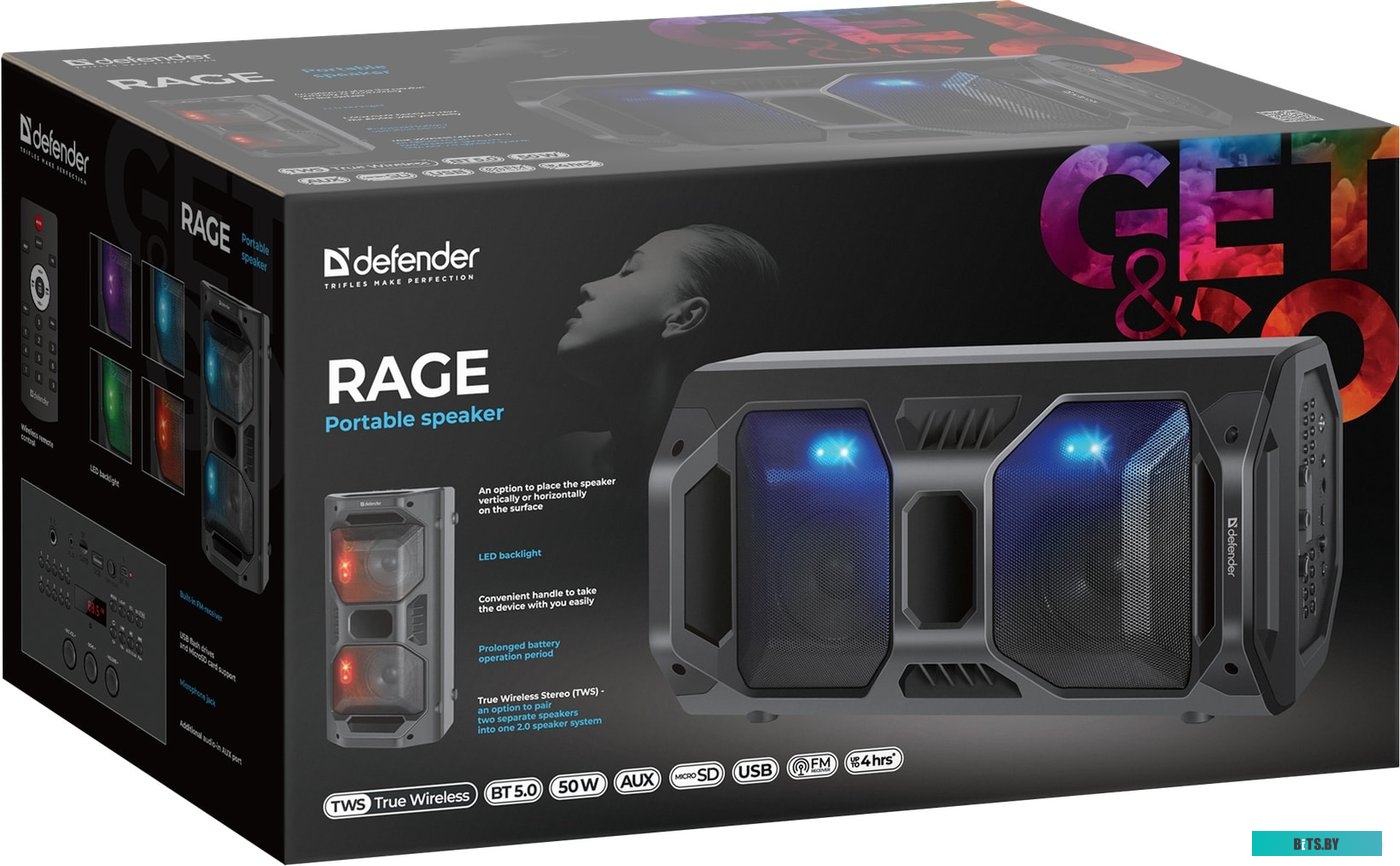 Беспроводная колонка Defender Rage <65109>