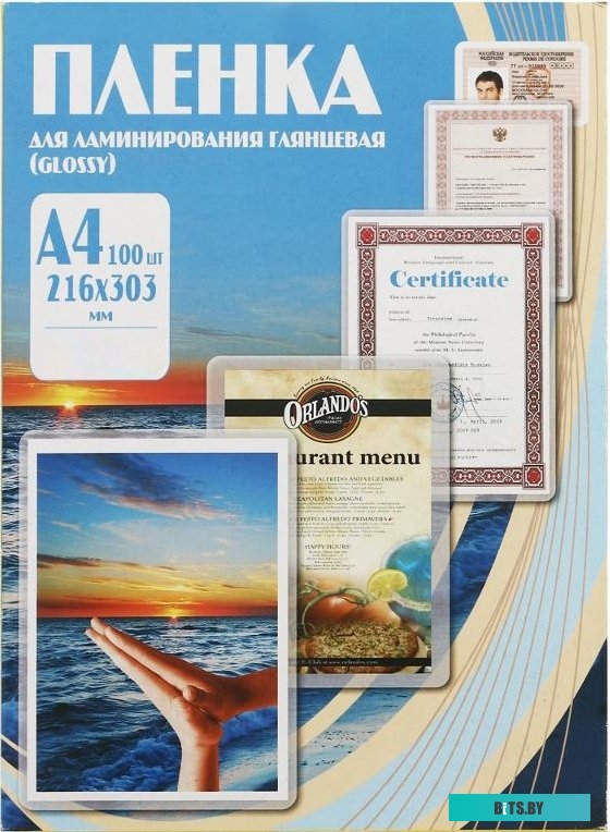 Пленка для ламинирования Office Kit 250мкм A4 (100шт) глянцевая 216x303мм PLP12123-1