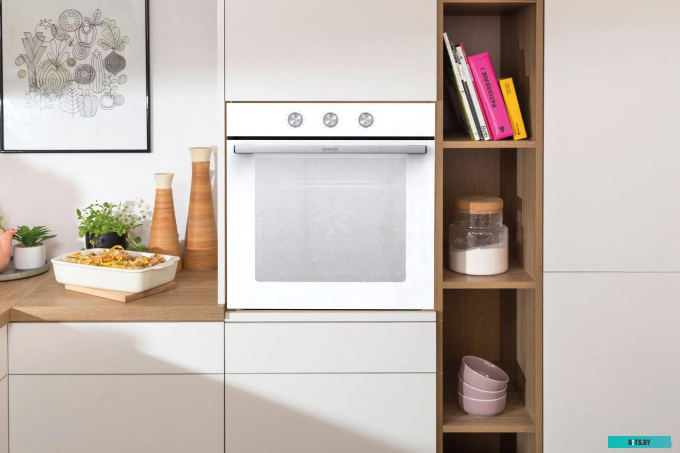 BO6725E02WG Встраиваемые электрические духовки GORENJE/ Духовой шкаф, 77 л, Класс энергопотребления: A, Механический таймер с функцией отключения, Кон