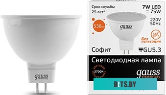 13517 GAUSS 13517 Светодиодная лампа LED Elementary MR16 GU5.3 7W 530lm 3000K 1/10/100 0