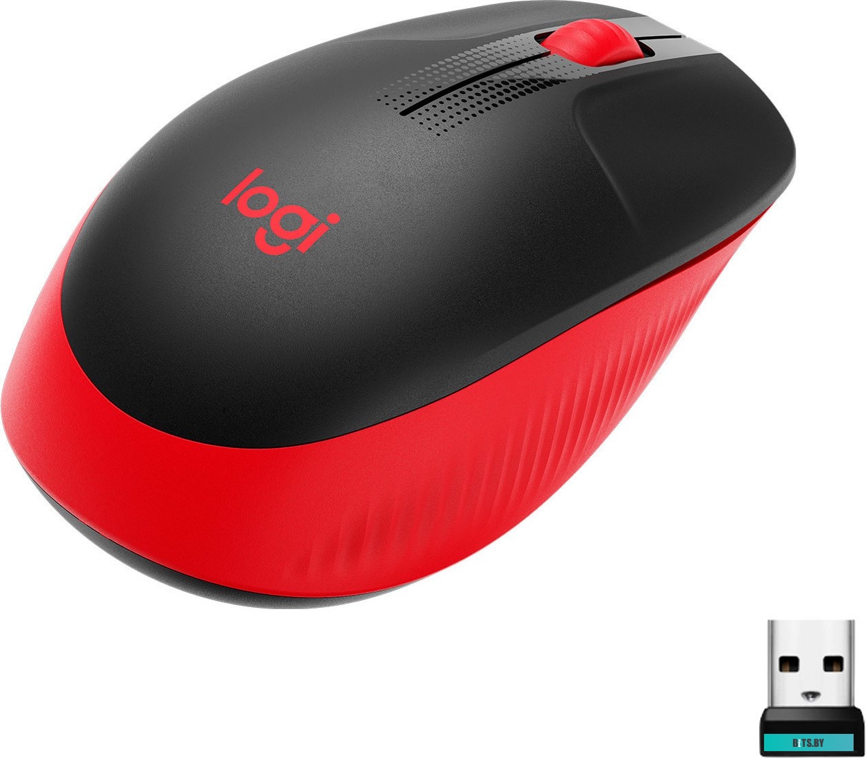 Мышь беспроводная Logitech M190, 1000dpi, Wireless/USB, Черный/Красный, 910-005926