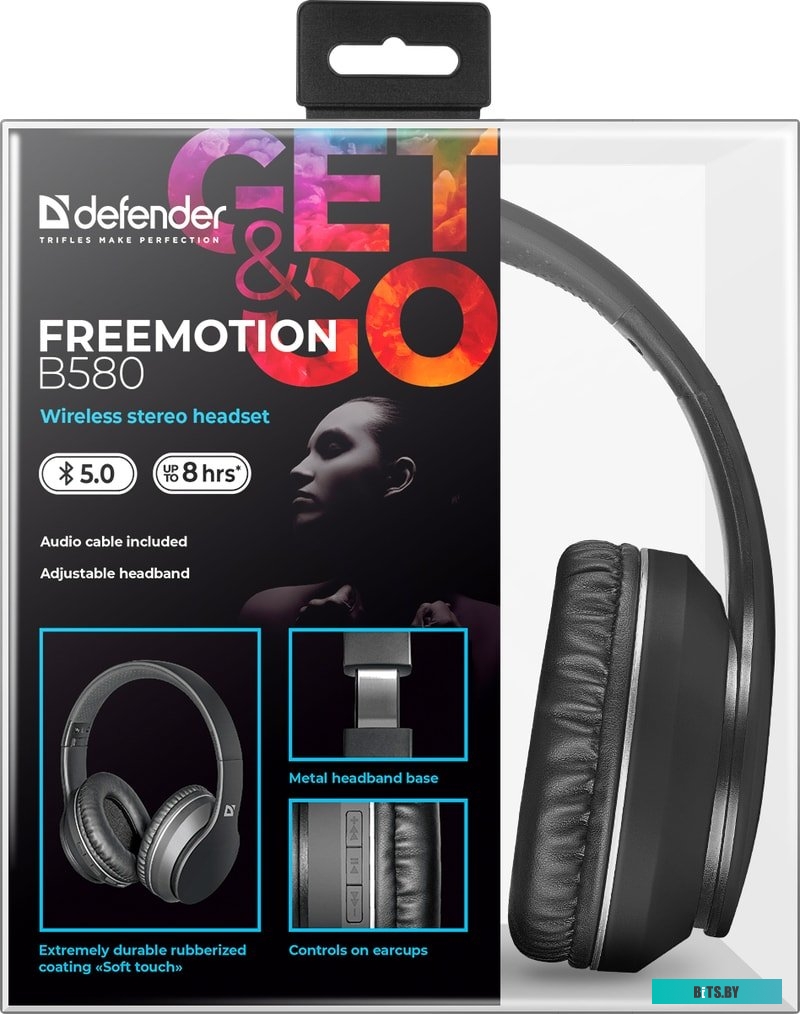 Наушники (Гарнитура) Defender FreeMotion B580 (черный) <63580>