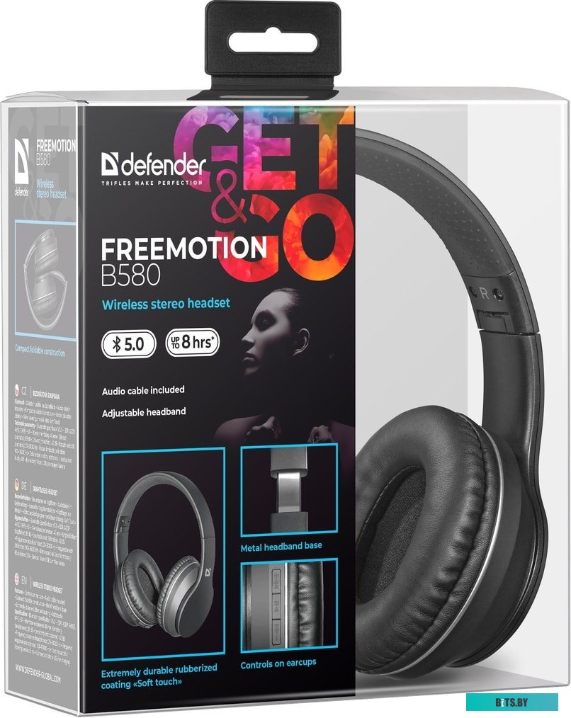 Наушники (Гарнитура) Defender FreeMotion B580 (черный) <63580>