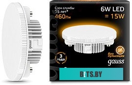 108008106 Лампа светодиодная Gauss GX53 6Вт цок.:GX53 таблетка 220B 3000K св.свеч.бел.теп. (упак.:10шт) (108008106)
